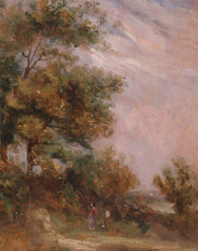 Paysage avec arbres et une figure (recto) - Thomas Churchyard